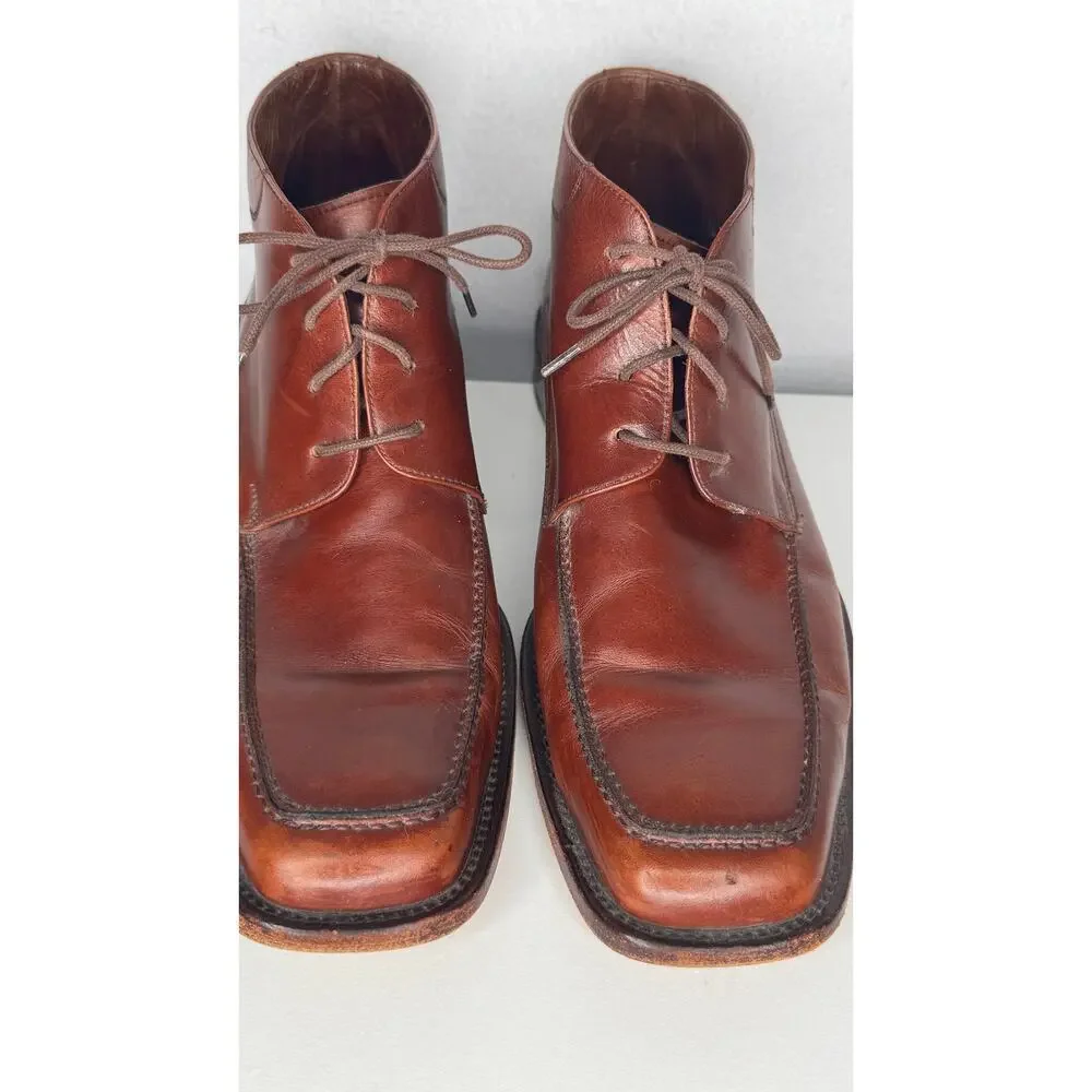 Vintage Lopez Taibo Leather Chukka Boots Brown Mens 8.5 Moc Toe
